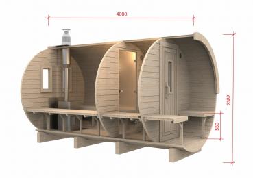 Sauna Saunafass Gartensauna Außensauna Holzsauna 6-8 Personen 400cm