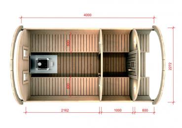 Sauna Saunafass Gartensauna Außensauna Holzsauna 6-8 Personen 400cm