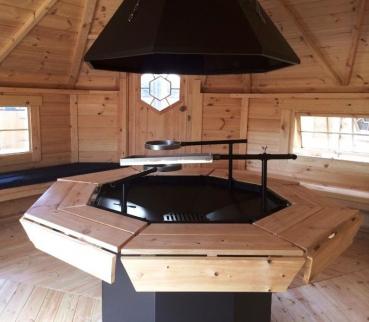 Grill Hütten Indoor Grill Bausatz Schornstein BBQ Holz Kota Tisch Grillkota