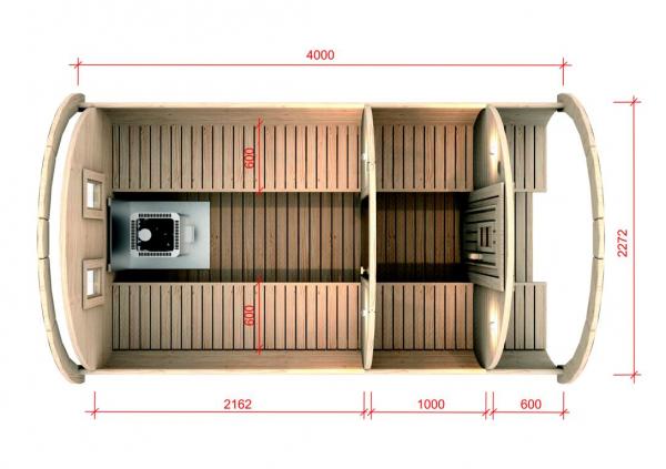 Sauna Saunafass Gartensauna Außensauna Holzsauna 6-8 Personen 400cm