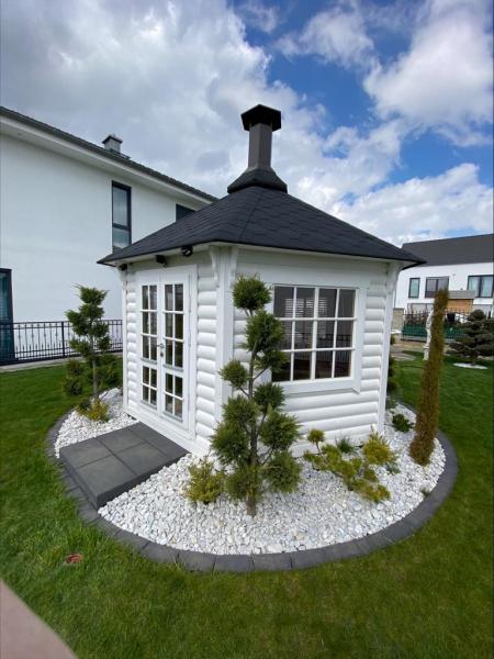 Weiße Grillkota Grillhaus Grillhütte Grillhaus Winter Garten Laube 9.2 m² Kota